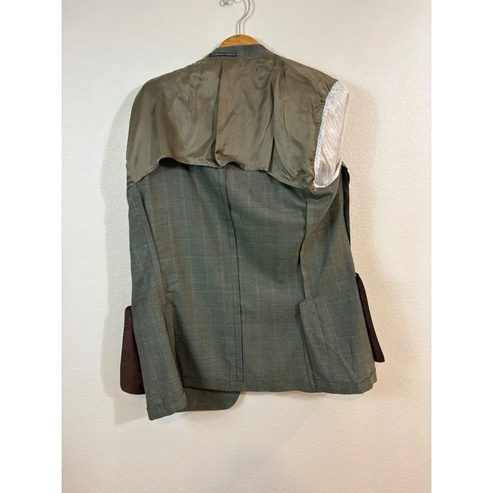 Ermenegildo Zegna Sport Coat Mens 50R Green Vintage Wool Windowpane